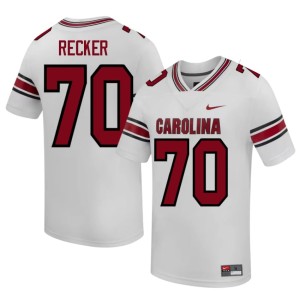 #70 Jake Recker Men's College Football Limited Fighting Gamecocks White Jersey 731691-638