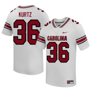 #36 Men's Landon Kurtz Replica College Football White Game Cocks Jerseys 957313-222