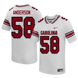 #58 Markee Anderson White Men's College Football Embroidery University of South Carolina Jerseys 768052-703