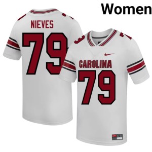 #79 Armando Nieves SC Gamecocks Women's White College Football Replica Jersey 662538-581