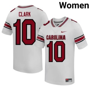 #10 College Football White Womens Christian Clark Limited Carolina Jersey 101789-754