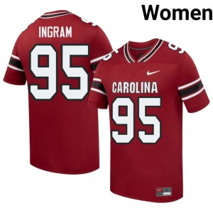 #95 University Women College Football Christian Ingram Garnet University of South Carolina Jerseys 361086-563