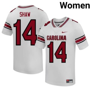 #14 White Connor Shaw College Football Cocks Women Replica Jerseys 397466-850