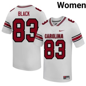 #83 DJ Black Embroidery College Football Fighting Gamecocks Women's White Jerseys 685827-128