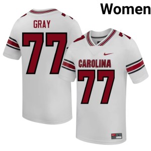 #77 SC Gamecocks Womens White Darius Gray Stitched College Football Jersey 541058-905