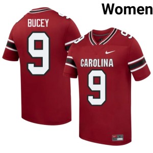 #9 Women's David Bucey Garnet College Football Embroidery Carolina Jersey 352051-572