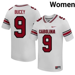 #9 David Bucey College Football White Womens Official Game Cocks Jerseys 611715-375