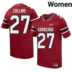 #27 Garnet Women Drew Collins College Football Cocks Embroidery Jerseys 768891-635