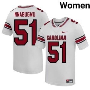 #51 Ebubedike Nnabugwu College Football Stitched Women's South Carolina Gamecocks White Jerseys 266305-402