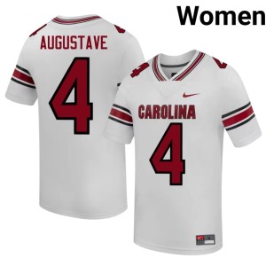 #4 Isaiah Augustave White Game Cocks Stitched College Football Women Jersey 424178-277