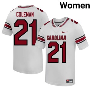 #21 White SC Gamecocks Alumni College Football Jabree Coleman Women Jersey 422080-521