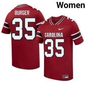 #35 College Football Fighting Gamecocks Player Women's Garnet Jackson Burger Jerseys 426819-365