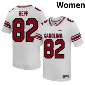 #82 Stitched White Jackson Repp Women Fighting Gamecocks College Football Jerseys 393065-736