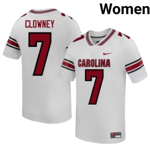 #7 Stitched Carolina Jadeveon Clowney White College Football Women's Jersey 581411-365