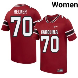 #70 College Football Women Garnet Official Jake Recker Game Cocks Jerseys 881645-454