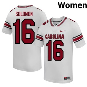 #16 Jalewis Solomon College Football White Women's Game Gamecocks Jersey 430947-772
