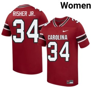 #34 South Carolina Gamecocks Garnet College Football Jamian Risher Jr. Game Women's Jerseys 685201-145