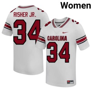 #34 Womens Jamian Risher Jr. Carolina College Football White 2026 Jersey 961863-912