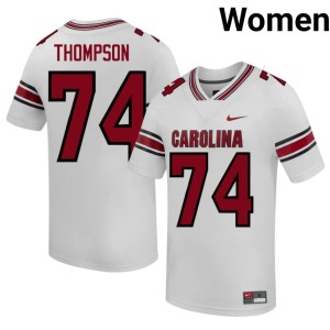 #74 Embroidery Women White Josiah Thompson College Football Fighting Gamecocks Jersey 547582-643