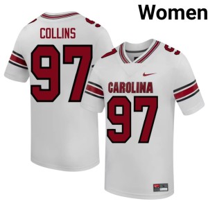 #97 Kelby Collins Game Carolina College Football White Women Jerseys 564919-525