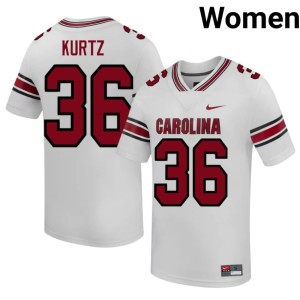 #36 Embroidery White Landon Kurtz Womens College Football Carolina Jerseys 812890-146