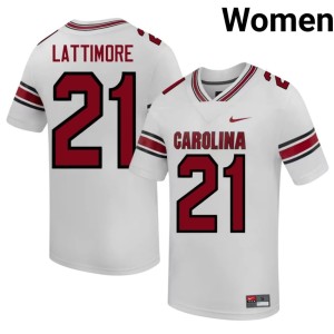 #21 Alumni Marcus Lattimore White College Football Carolina Womens Jersey 468792-929