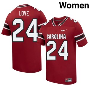 #24 Stitched Garnet Mason Love Women's SC College Football Jerseys 924080-295