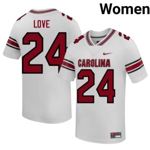 #24 Game Gamecocks College Football Mason Love White Women's Jersey 986147-392