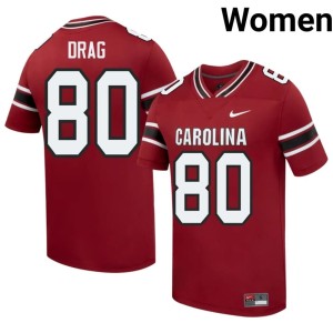 #80 High School Carolina Womens College Football Max Drag Garnet Jersey 590890-897