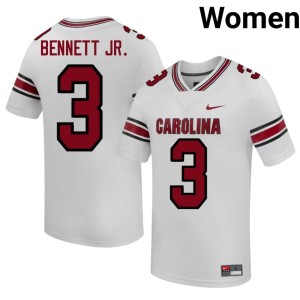 #3 Mazeo Bennett Jr. Embroidery College Football Fighting Gamecocks White Womens Jersey 862869-312