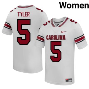 #5 White College Football University of South Carolina Mike Tyler Embroidery Women Jersey 737938-615