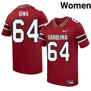 #64 Garnet Womens University College Football Neff Giwa Game Cocks Jersey 497112-313