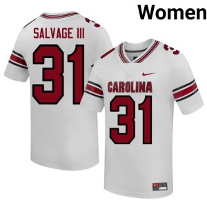 #31 Neil Salvage III Women's White College Football Carolina Game Jerseys 295200-682