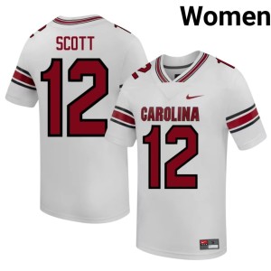 #12 SC Gamecocks Quay'sheed Scott College Football Replica White Womens Jersey 417517-429