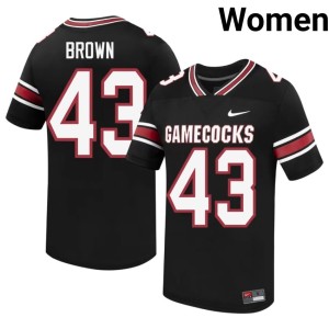 #43 College Football Player Tony Brown Womens Game Cocks Black Jerseys 593075-378