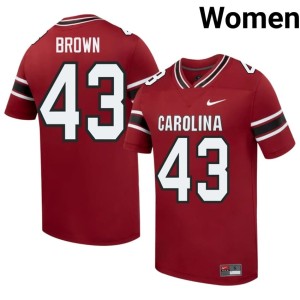 #43 Tony Brown College Football Stitched Garnet Women Game Cocks Jersey 681854-293