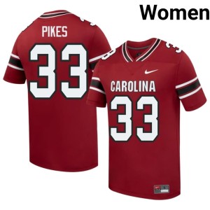 #33 Troy Pikes Limited Fighting Gamecocks Womens Garnet College Football Jerseys 990239-247