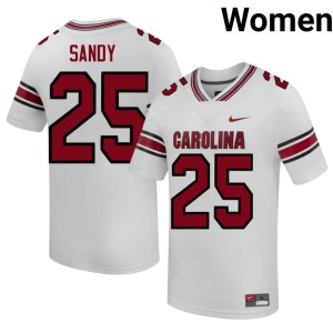 #25 White College Football Cocks High School Women's Zahbari Sandy Jerseys 157931-346