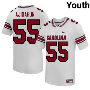 #55 Fighting Gamecocks Youth Adedamola Ajidahun White College Football Replica Jerseys 183040-303