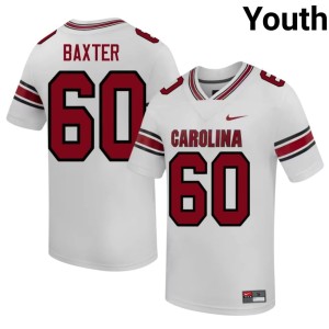 #60 Embroidery Anthony Baxter Youth South Carolina Gamecocks White College Football Jerseys 205892-409