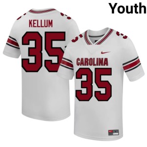 #35 Ethan Kellum Fighting Gamecocks White High School College Football Youth Jersey 537091-268