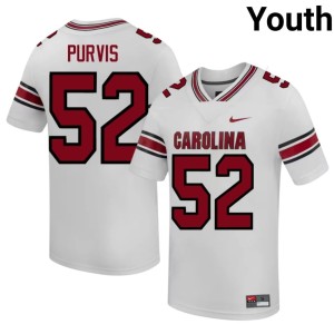 #52 White College Football Carolina Stitched Hank Purvis Youth Jersey 981000-236