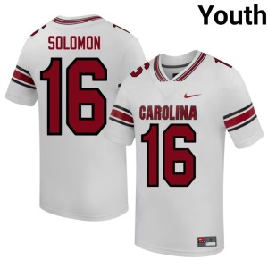 #16 College Football Game Cocks Embroidery White Jalewis Solomon Youth Jersey 420678-578