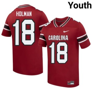 #18 Official Jaquel Holman Garnet College Football Gamecocks Youth Jerseys 306318-646