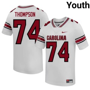 #74 Stitched Youth College Football Josiah Thompson White Fighting Gamecocks Jersey 324510-489