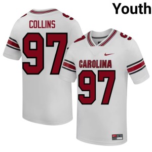 #97 Youth Replica College Football Kelby Collins White University of South Carolina Jersey 464165-602