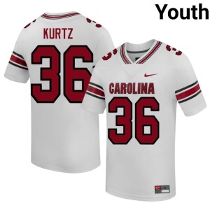#36 Game White Youth Landon Kurtz Fighting Gamecocks College Football Jerseys 368425-140