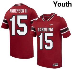 #15 College Football Garnet Embroidery Youth Lucian Anderson III Gamecocks Jerseys 136953-155