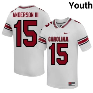 #15 College Football Lucian Anderson III UofSC White Player Youth Jerseys 960249-631