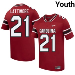 #21 Garnet College Football Embroidery Youth Marcus Lattimore Carolina Jersey 332431-684